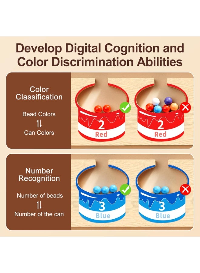 بوبي مجموعة من قطعتين - مسار مغناطيسي للألوان والأرقام - لوحة بازل خشبية مونتيسوري لمطابقة الألوان وتعلم العد - ألعاب مهارات حركية دقيقة للأطفال الأولاد والبنات من عمر 2 و3 و4 و5 و6 سنوات - Image 3